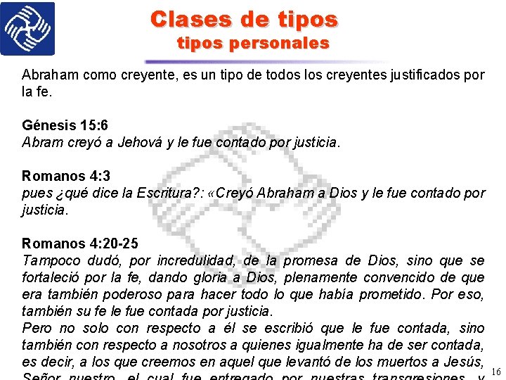 Clases de tipos personales Abraham como creyente, es un tipo de todos los creyentes