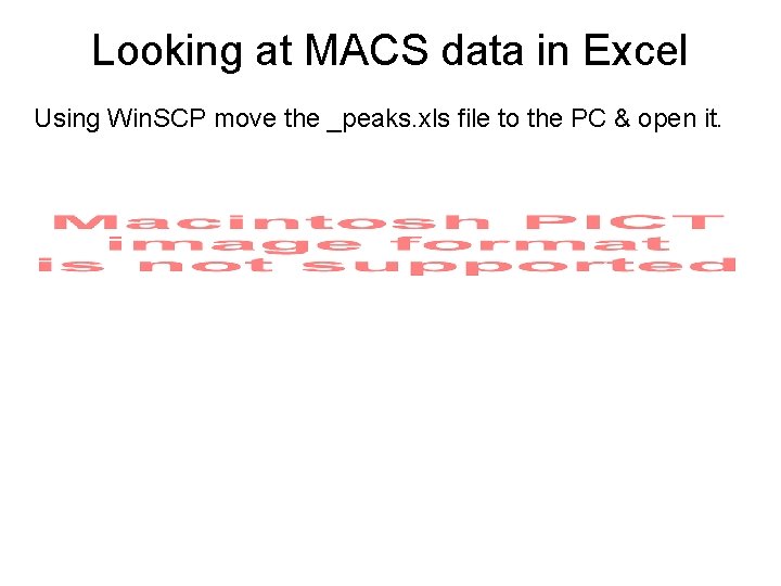 Looking at MACS data in Excel Using Win. SCP move the _peaks. xls file