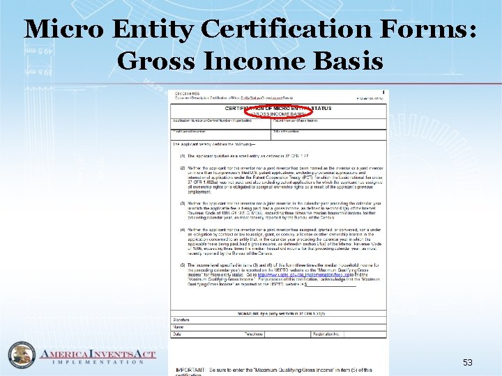 Micro Entity Certification Forms: Gross Income Basis 53 