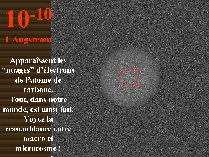 -10 10 1 Angstrom Apparaîssent les “nuages” d’électrons de l’atome de carbone. Tout, dans