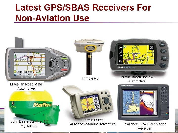 Latest GPS/SBAS Receivers For Non-Aviation Use Trimble R 8 Magellan Road Mate Automotive John