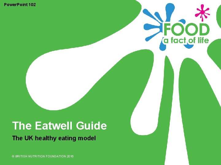 Power. Point 102 The Eatwell Guide The UK healthy eating model © BRITISH NUTRITION