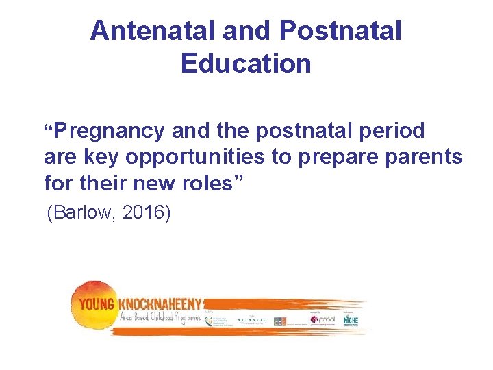 Antenatal and Postnatal Education “Pregnancy and the postnatal period are key opportunities to preparents Antenatal and Postnatal Education “Pregnancy and the postnatal period are key opportunities to preparents
