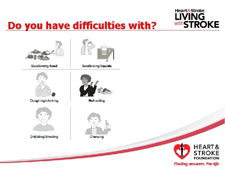Do you have difficulties with? 