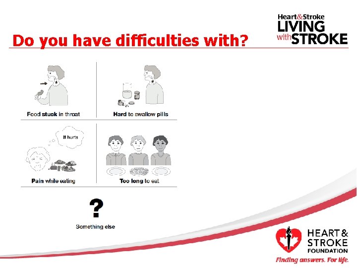 Do you have difficulties with? 