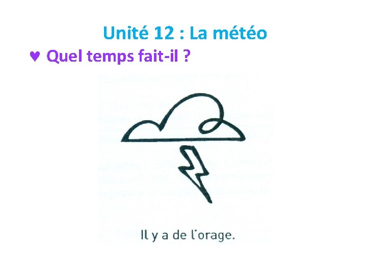 Unité 12 : La météo © Quel temps fait-il ? 