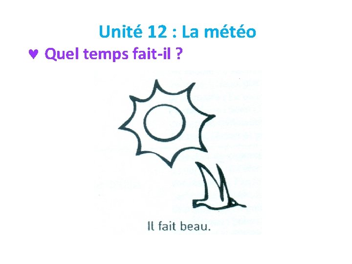 Unité 12 : La météo © Quel temps fait-il ? 