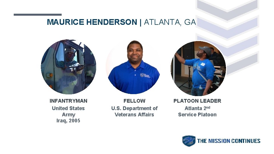 MAURICE HENDERSON | ATLANTA, GA INFANTRYMAN United States Army Iraq, 2005 FELLOW U. S. MAURICE HENDERSON | ATLANTA, GA INFANTRYMAN United States Army Iraq, 2005 FELLOW U. S.