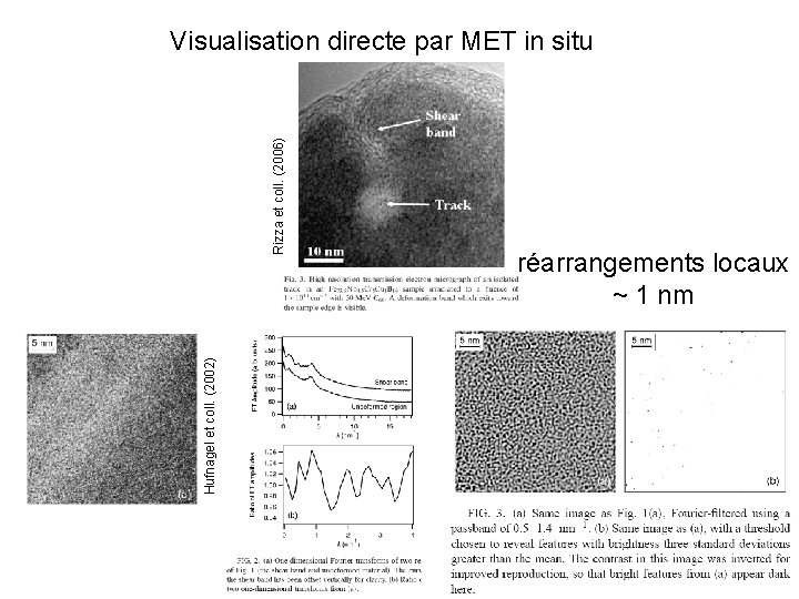 Hufnagel et coll. (2002) Rizza et coll. (2006) Visualisation directe par MET in situ