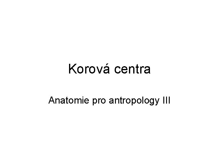 Korová centra Anatomie pro antropology III 