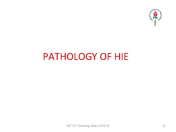 PATHOLOGY OF HIE IAP UG Teaching slides 2015 -16 22 PATHOLOGY OF HIE IAP UG Teaching slides 2015 -16 22