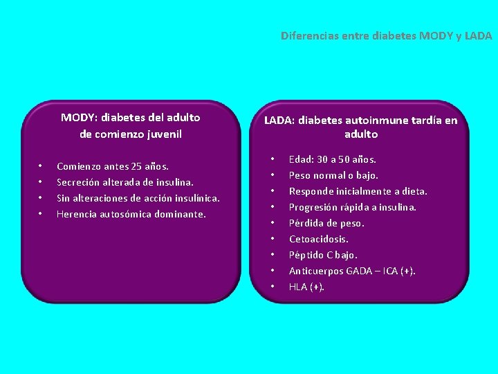 Diferencias entre diabetes MODY y LADA MODY: diabetes del adulto de comienzo juvenil •