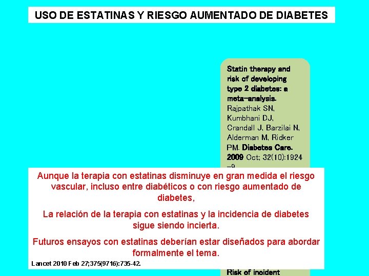 USO DE ESTATINAS Y RIESGO AUMENTADO DE DIABETES Statin therapy and risk of developing