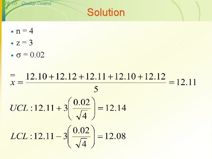 36 10 - Quality Control Solution · · · n=4 z=3 = 0. 02