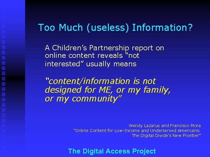 Too Much (useless) Information? A Children’s Partnership report on online content reveals “not interested”