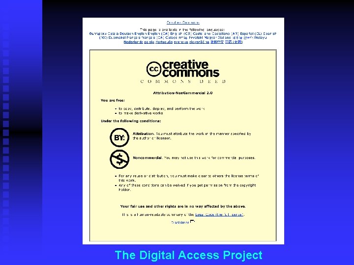 Creative Commons The Digital Access Project 