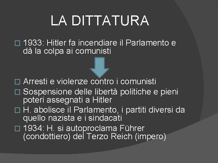 LA DITTATURA � 1933: Hitler fa incendiare il Parlamento e dà la colpa ai