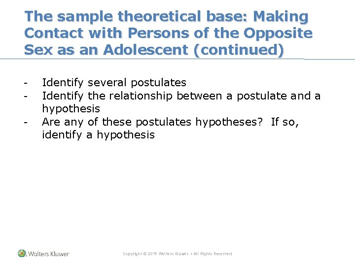 The sample theoretical base: Making Contact with Persons of the Opposite Sex as an