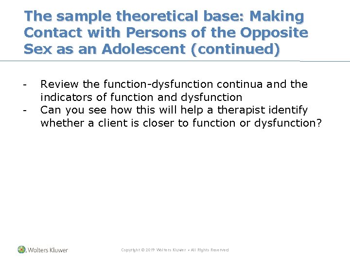 The sample theoretical base: Making Contact with Persons of the Opposite Sex as an