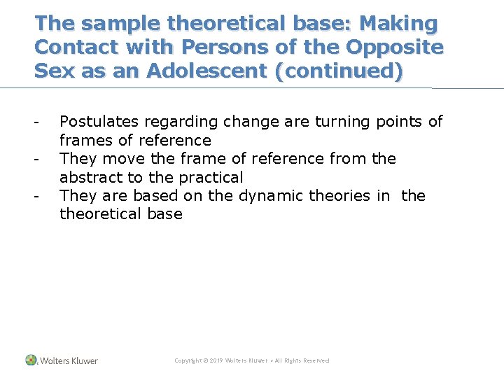 The sample theoretical base: Making Contact with Persons of the Opposite Sex as an