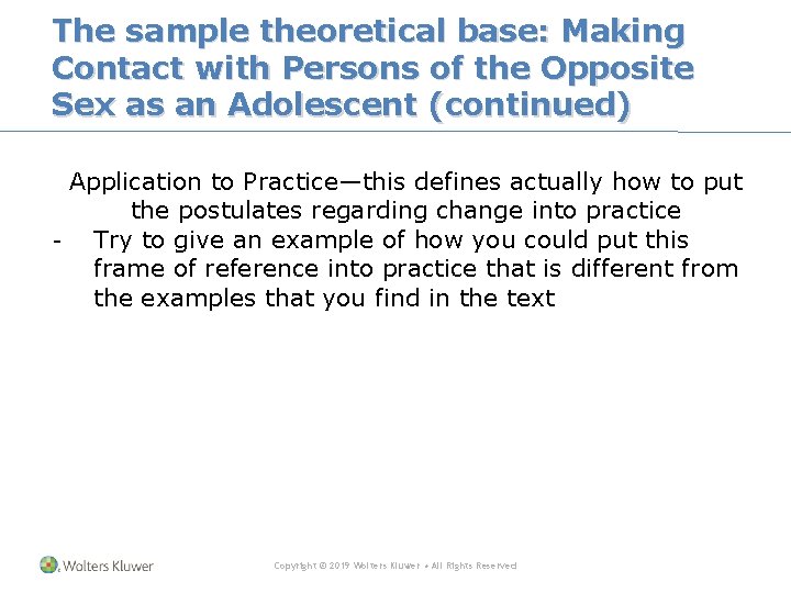 The sample theoretical base: Making Contact with Persons of the Opposite Sex as an