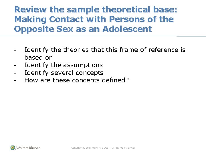 Review the sample theoretical base: Making Contact with Persons of the Opposite Sex as