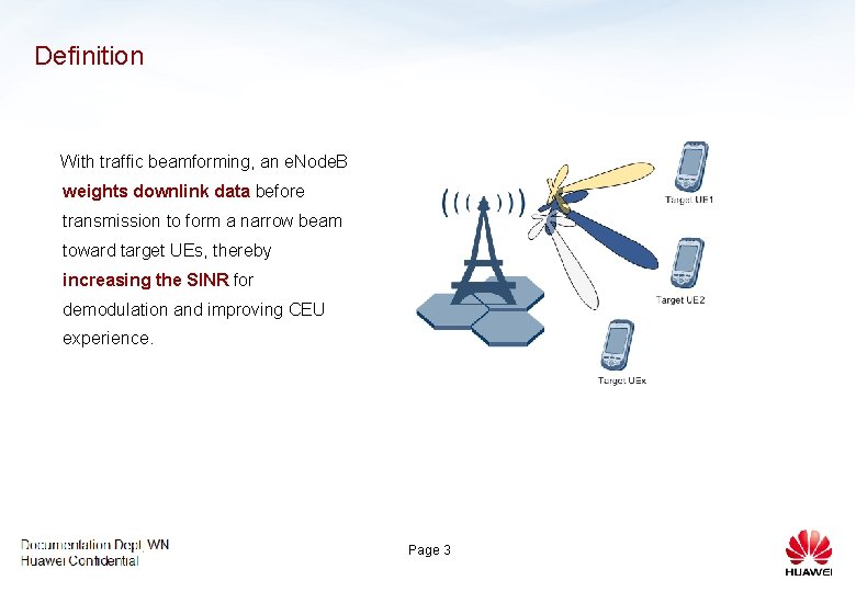 Definition With traffic beamforming, an e. Node. B weights downlink data before transmission to