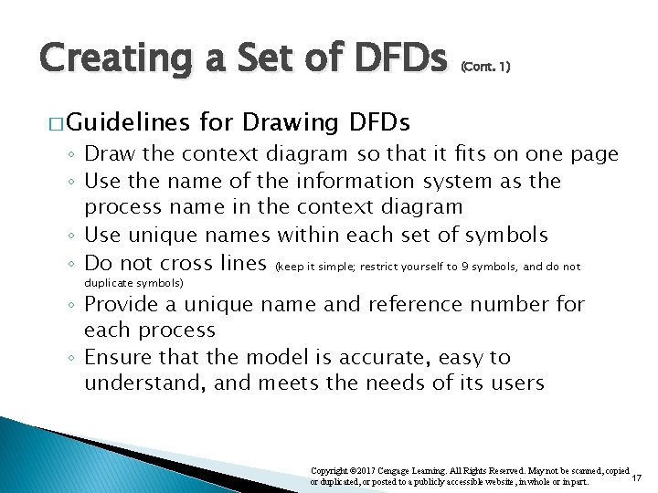 Creating a Set of DFDs � Guidelines (Cont. 1) for Drawing DFDs ◦ Draw Creating a Set of DFDs � Guidelines (Cont. 1) for Drawing DFDs ◦ Draw