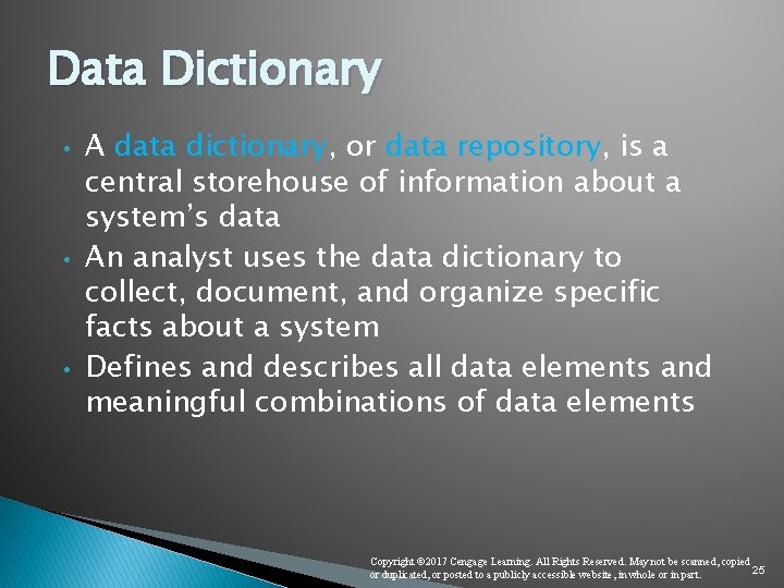 Data Dictionary • • • A data dictionary, or data repository, is a central Data Dictionary • • • A data dictionary, or data repository, is a central