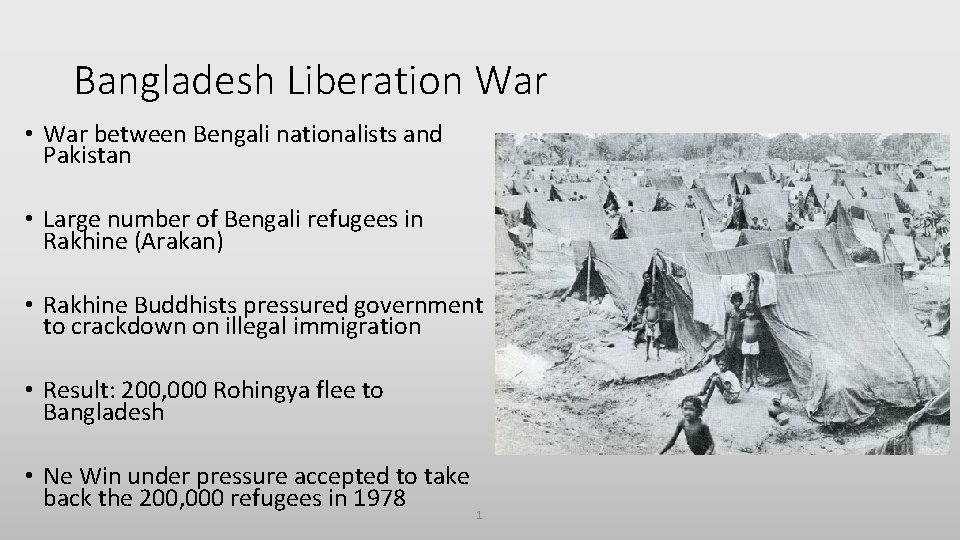 Bangladesh Liberation War • War between Bengali nationalists and Pakistan • Large number of