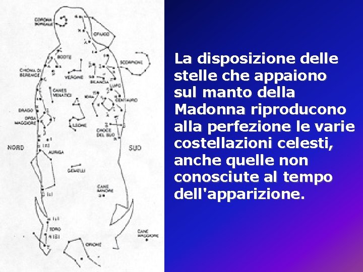 La disposizione delle stelle che appaiono sul manto della Madonna riproducono alla perfezione le La disposizione delle stelle che appaiono sul manto della Madonna riproducono alla perfezione le