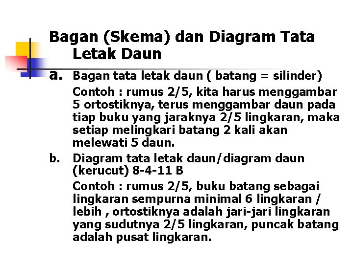 Bagan (Skema) dan Diagram Tata Letak Daun a. Bagan tata letak daun ( batang