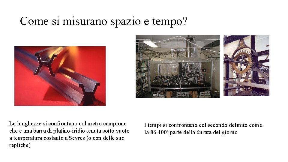 Come si misurano spazio e tempo? Le lunghezze si confrontano col metro campione che Come si misurano spazio e tempo? Le lunghezze si confrontano col metro campione che