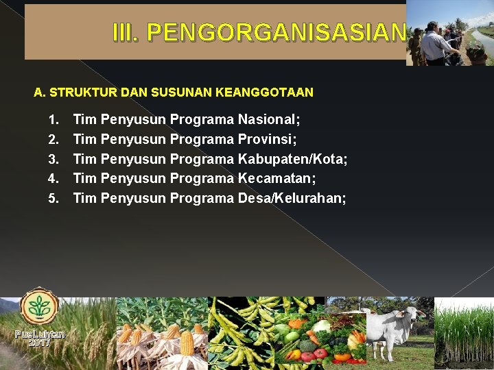 III. PENGORGANISASIAN A. STRUKTUR DAN SUSUNAN KEANGGOTAAN 1. 2. 3. 4. 5. Pus. Luhtan
