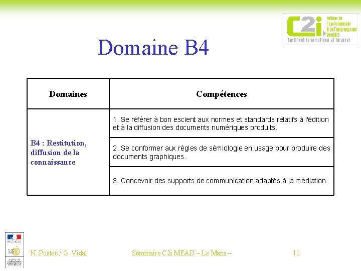 Domaine B 4 Domaines Compétences 1. Se référer à bon escient aux normes et