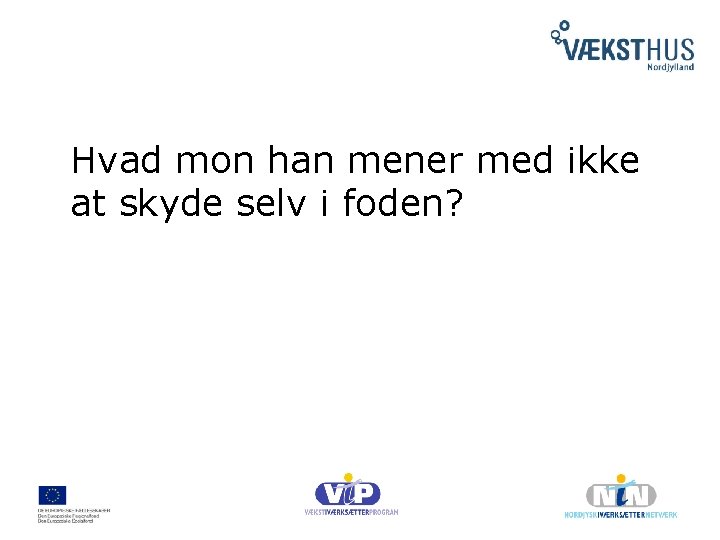 Hvad mon han mener med ikke at skyde selv i foden? 