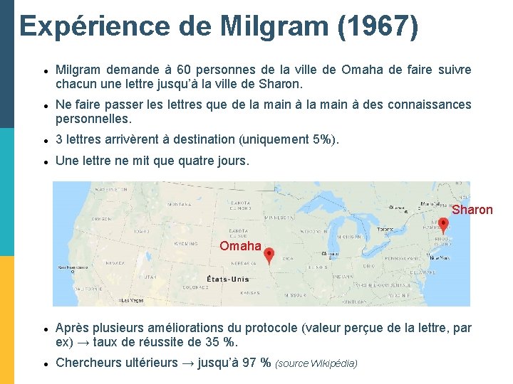 Expérience de Milgram (1967) Milgram demande à 60 personnes de la ville de Omaha