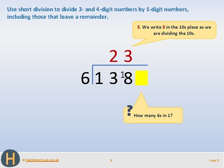 Use short division to divide 3 - and 4 -digit numbers by 1 -digit