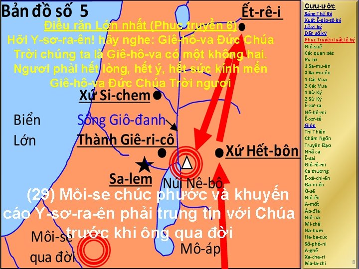 Cựu-ước Điều răn Lớn nhất (Phục truyền 6) Hỡi Y-sơ-ra-ên! hãy nghe: Giê-hô-va Đức