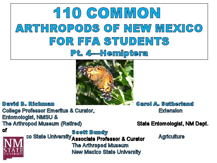 110 COMMON ARTHROPODS OF NEW MEXICO FOR FFA STUDENTS Pt. 4 ---Hemiptera David B.