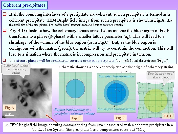 Coherent precipitates q If all the bounding interfaces of a precipitate are coherent, such