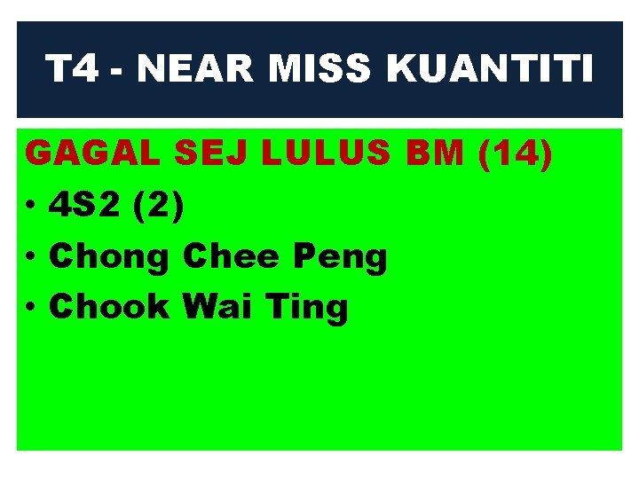 T 4 - NEAR MISS KUANTITI GAGAL SEJ LULUS BM (14) • 4 S