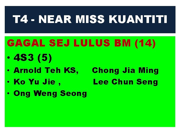 T 4 - NEAR MISS KUANTITI GAGAL SEJ LULUS BM (14) • 4 S