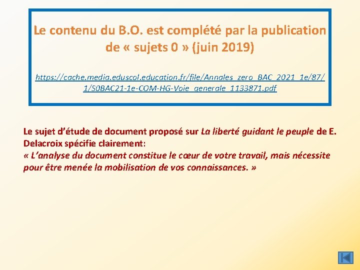 Le contenu du B. O. est complété par la publication de « sujets 0