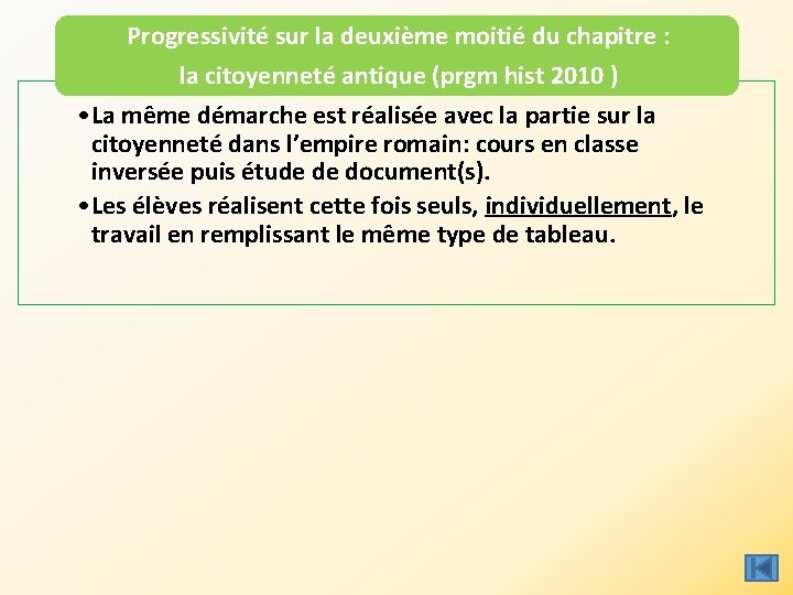 Progressivité sur la deuxième moitié du chapitre : la citoyenneté antique (prgm hist 2010