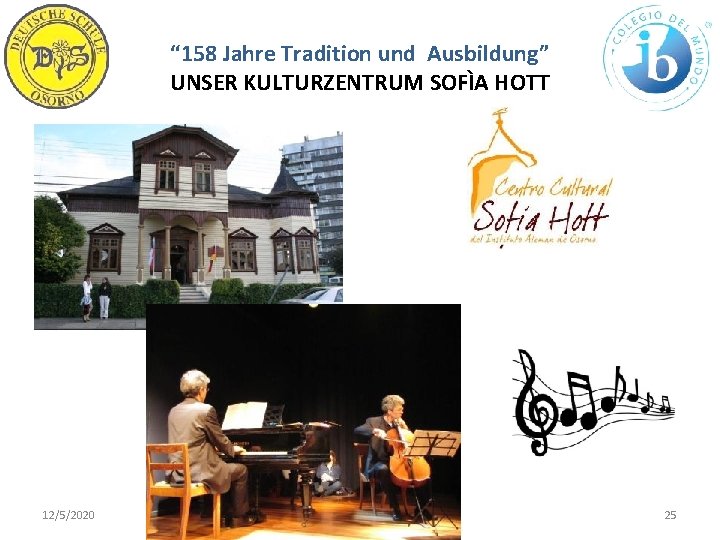 “ 158 Jahre Tradition und Ausbildung” UNSER KULTURZENTRUM SOFÌA HOTT 12/5/2020 WWW. DSO. CL