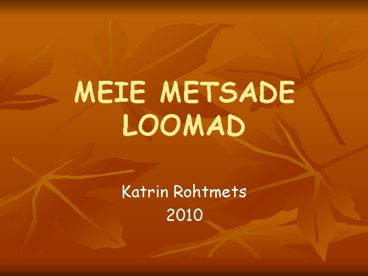 MEIE METSADE LOOMAD Katrin Rohtmets 2010 