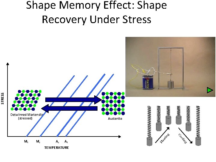 STRESS Shape Memory Effect: Shape Recovery Under Stress Detwinned Martensite (stressed) Mf Ms Austenite