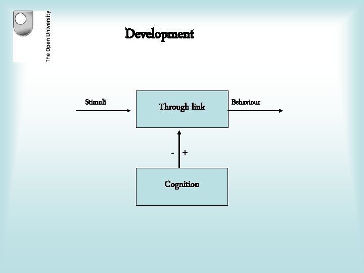 Development Stimuli Through-link - + Cognition Behaviour 