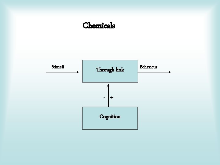 Chemicals Stimuli Through-link - + Cognition Behaviour 